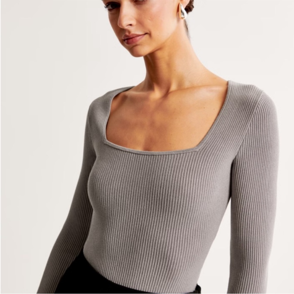 Abercrombie & Fitch Ribbed Square Neck Top - Mauve